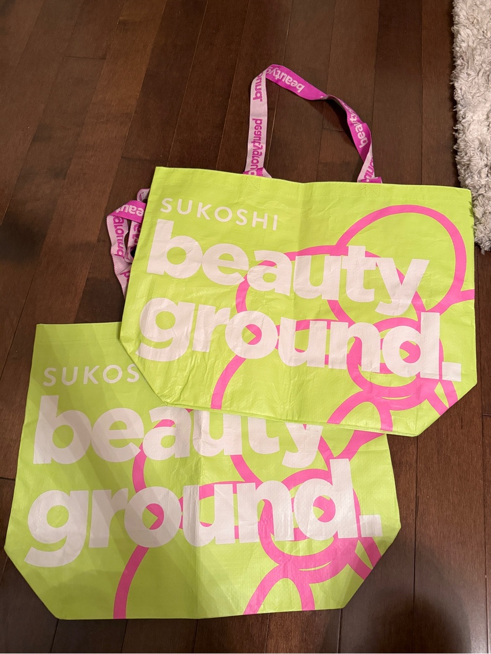Sukoshi Neon Lime & Pink Logo Grocery Bag